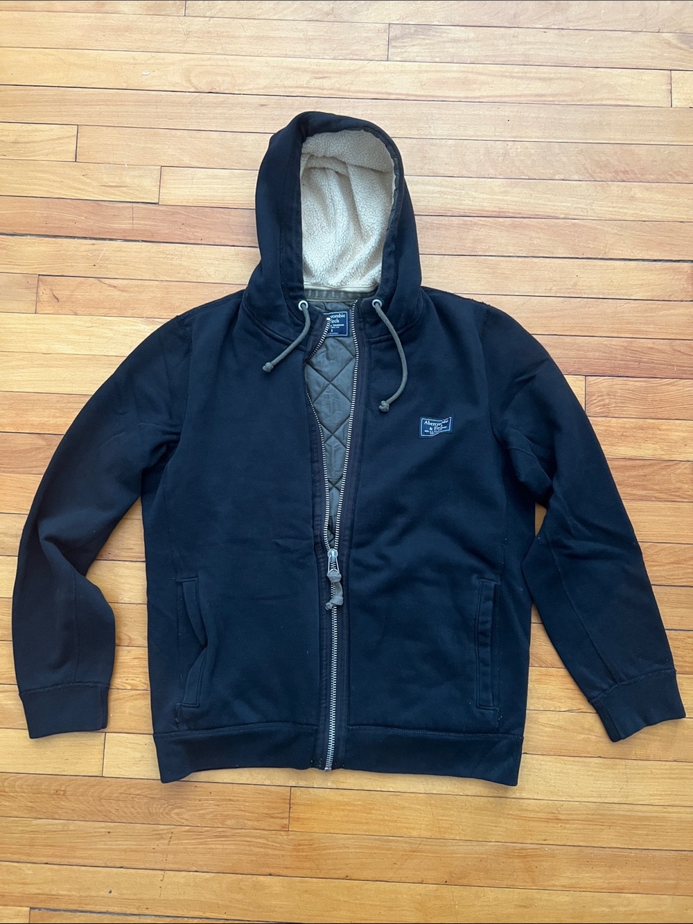 Abercrombie - Men's Black Hooded Sherpa-Lined Jacket